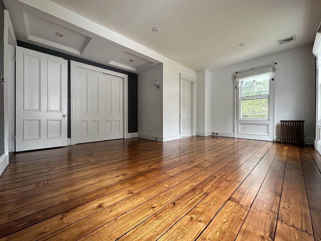 168 year old Pine Plank flooring refinishing from start to finish.